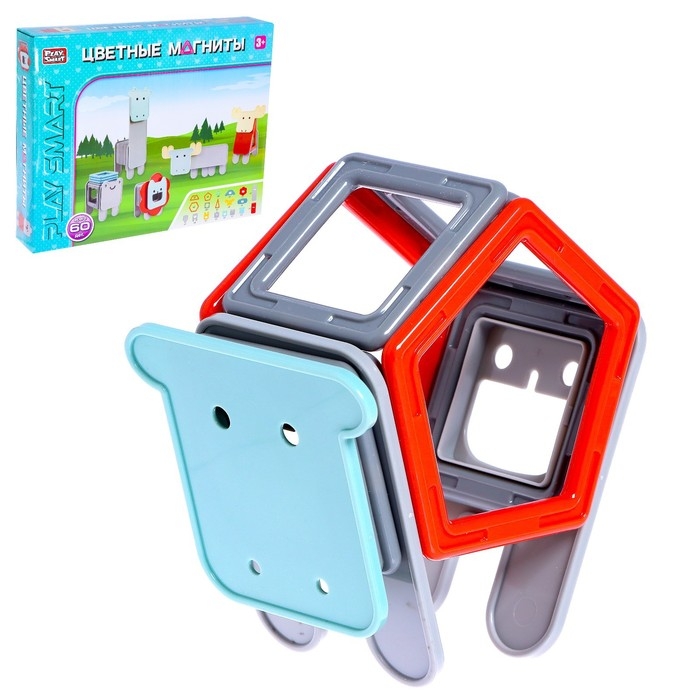 Конструктор магнитный «Цветные магниты», 60 деталей Конструктор магнитный «Цветные магниты», 60 деталей