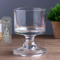 Подсвечник стекло на 1 свечу "Широкий низкий бокал" прозрачный 14,5х11х11 см
