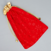 Мешочек подарочный замша &laquo;Поздравляю от души&raquo;, снежинки, тиснение, 20 х 30 см +/- 1.5 см, Новый год