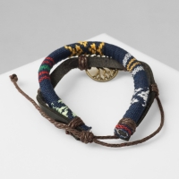 Браслет кожа &laquo;Яркое плетение&raquo; дерево, цвет коричнево-синий, d=8 см