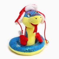 Мягкая игрушка &laquo;Змея&raquo;, в шапке ушанке, 15 см, цвет синий