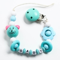 Держатель для соски - пустышки &laquo;Мишка&raquo;, деревянный, цвет бирюзовый