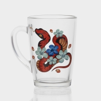 Кружка стеклянная кофейная &laquo;Цветы и змеи&raquo;, 300 мл, МИКС