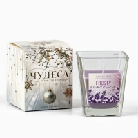 Свеча новогодняя &laquo;Морозное утро&raquo;, на Новый год, аромат лаванда, 6,8 х 8 см