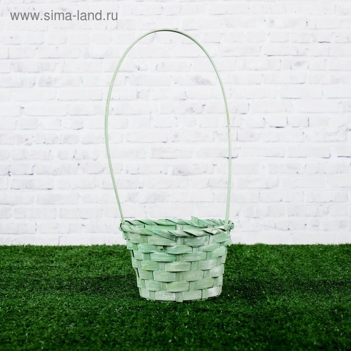 Корзина плетеная, бамбук, 13x13х9,5/28см, зелёная Корзина плетеная, бамбук, 13x13х9,5/28см, зелёная
