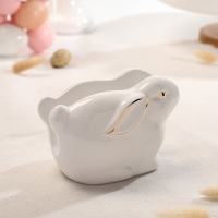 Салфетница Доляна &laquo;Зайка в золотом&raquo;, 12&times;7&times;8,5 см, цвет белый