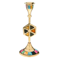Подсвечник "Калейдоскоп" латунь, перламутр 7х7х18 см