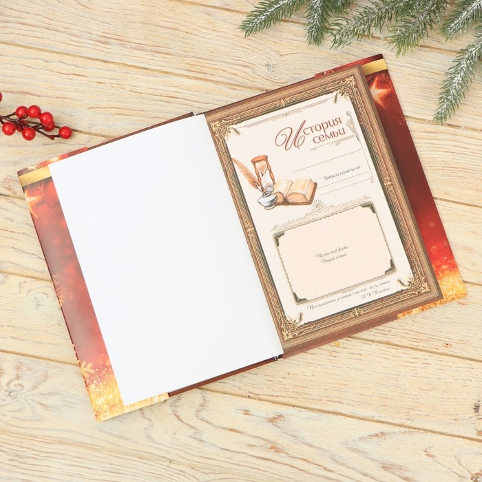 Новогодний, подарочный набор: Родословная книга и чайный домик &laquo;Новый год: Зимняя сказка только для тебя&raquo;, 28 х 11 х 24 см., набор