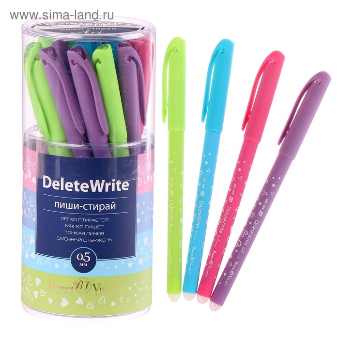 Ручка гелевая со стираемыми чернилами DeleteWrite Art &laquo;Сердечки&raquo;, узел 0.5 мм, синие чернила, матовый корпус Silk Touch, МИКС