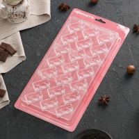 Форма для конфет и шоколада KONFINETTA &laquo;Косичка&raquo;, 27,5&times;17,5&times;2,5 см, 21 ячейка 3,7&times;1,5&times;1,5 см, цвет прозрачный