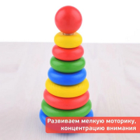 Пирамидка деревянная, 9 элементов