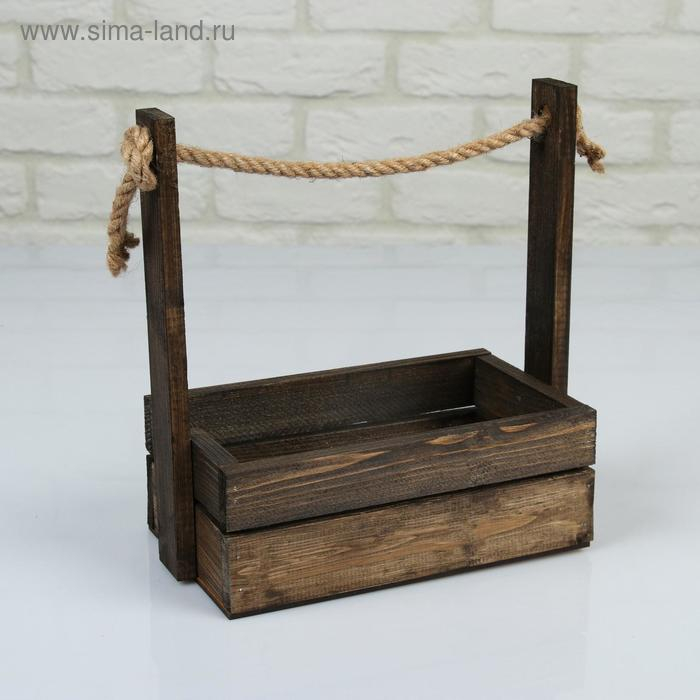 Набор кашпо деревянных 2 в 1 (25.5×15×30; 20×12×23 см) Набор кашпо деревянных 2 в 1 (25.5×15×30; 20×12×23 см) "Аром", ручка канат, палисандр