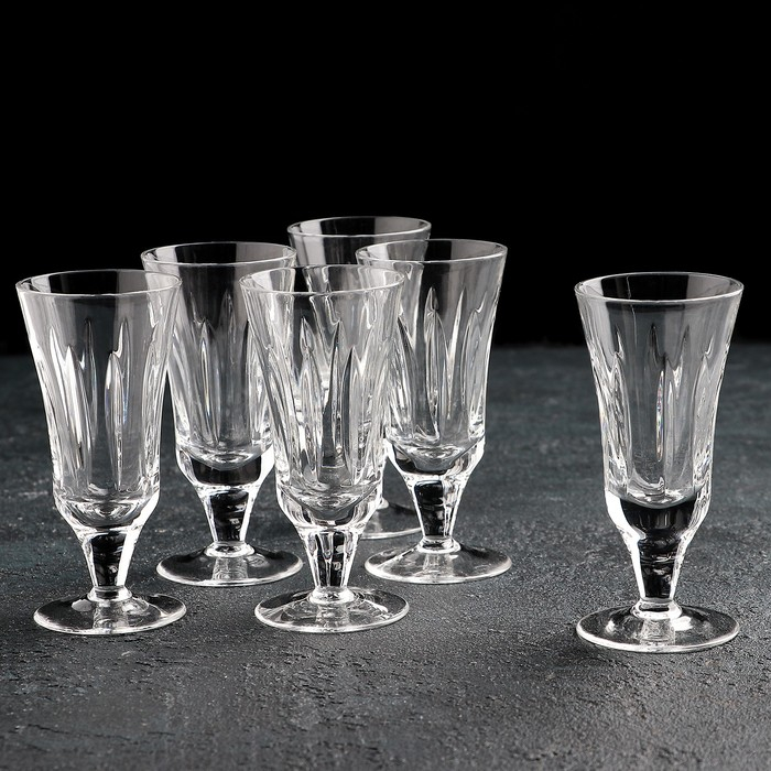 Набор рюмок хрустальных «Вертикальные грани», 25 мл, 6 шт Набор рюмок хрустальных «Вертикальные грани», 25 мл, 6 шт