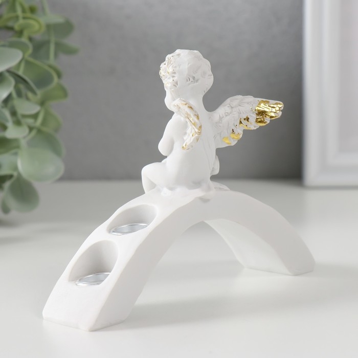 Подсвечник полистоун на 4 свечи "Молитва ангела" d-1,2 см 10,2х13,6х5 см