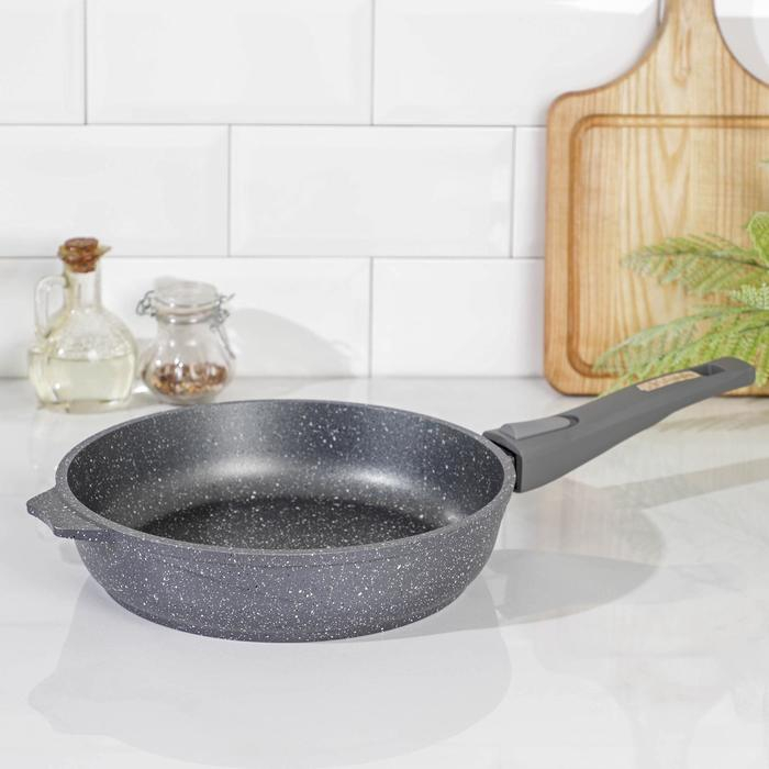 Сковорода &laquo;Гранит&raquo;, d=24 см, съёмная ручка, антипригарное покрытие, цвет серый