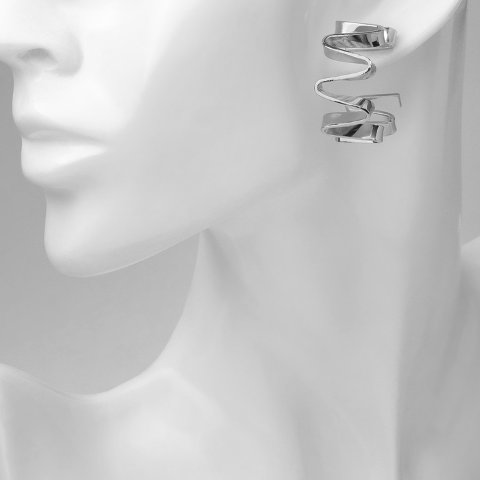 Серьги металл &laquo;Богема&raquo; спираль, цвет серебро