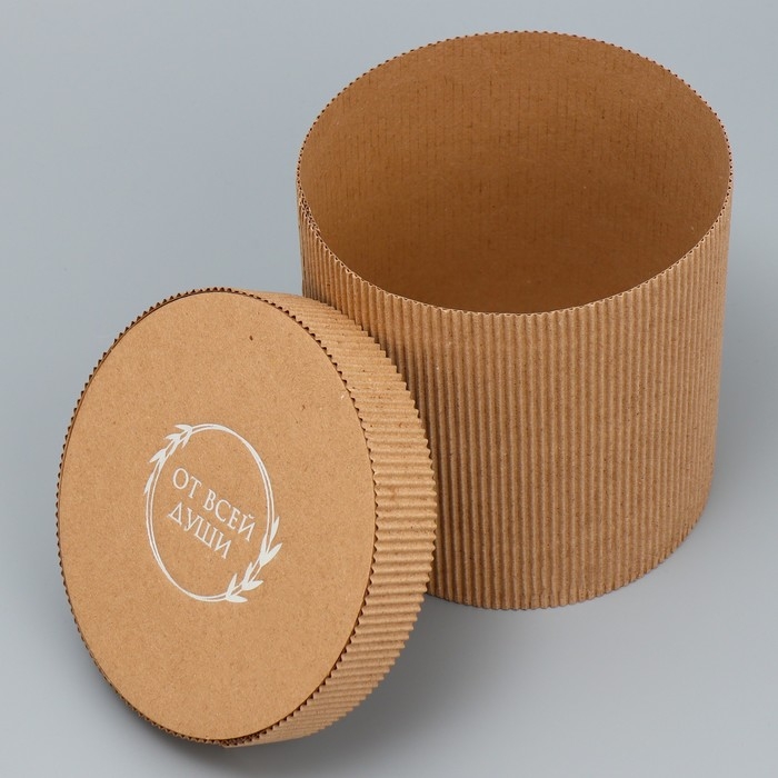 Коробка подарочная шляпная из микрогофры, упаковка, &laquo;От всей души&raquo;, 15 х 15 см