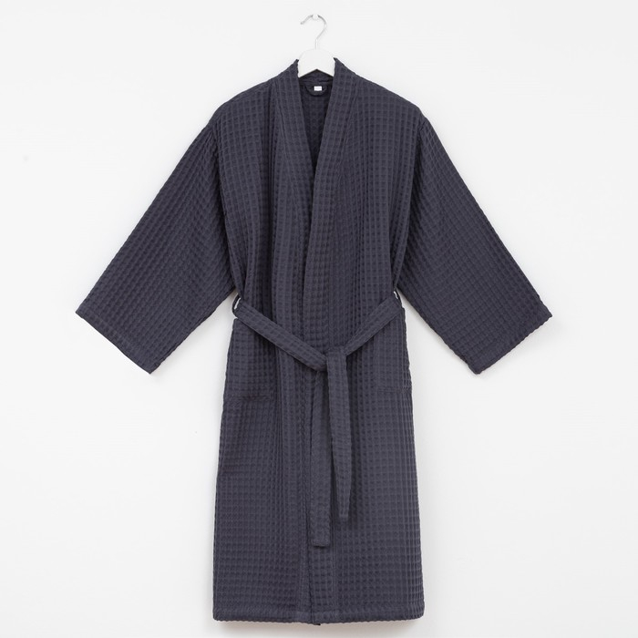 Халат вафельный мужской удлиненный Этель Халат вафельный мужской удлиненный Этель "Boho" размер 46-48, цвет тёмно-серый, 100% хлопок, 290 г/м2