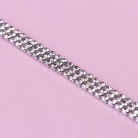 Цепь со стразами, 3 ряда, металл, стекло, 6 мм, 4,5 &plusmn; 0,5 м, цвет серебряный