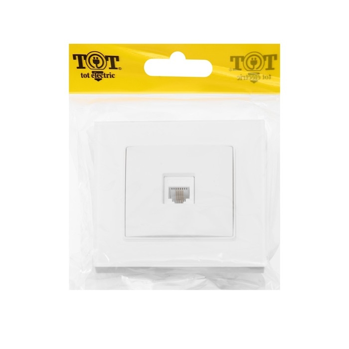 Розетка телефонная одноместная TOT Matte Glass, скрытая, стекло, белая Розетка телефонная одноместная TOT Matte Glass, скрытая, стекло, белая