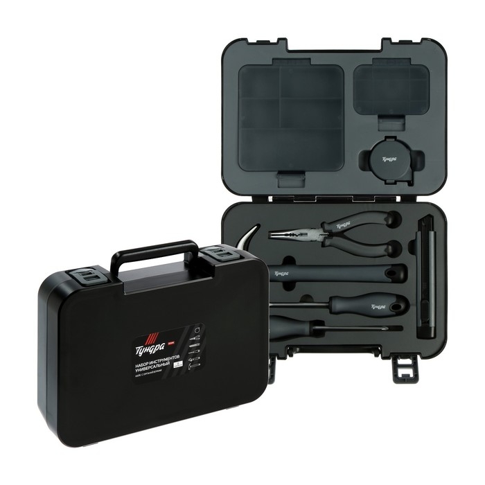 Набор инструментов универсальный ТУНДРА ПРОФИ, кейс с органайзерами, 6 предметов Набор инструментов универсальный ТУНДРА ПРОФИ, кейс с органайзерами, 6 предметов