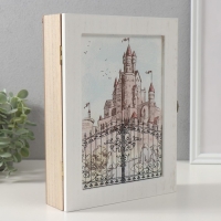 Ключница дерево 6 крючков "Замок. Рисунок карандашом" 26х20,3х5,5 см