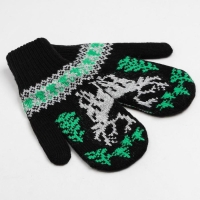 Новый год. Варежки женские, цвет чёрный, размер 18 Новый год. Варежки женские, цвет чёрный, размер 18