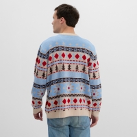 Новый год. Джемпер вязаный KAFTAN Scandinavia размер 50, голубой Новый год. Джемпер вязаный KAFTAN Scandinavia размер 50, голубой