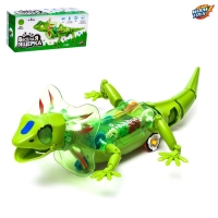 Ящерица &laquo;Шестерёнки&raquo;, свет, работает от батареек, цвет зелёный