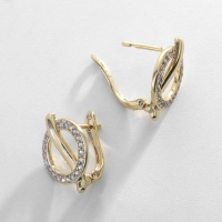 Серьги со стразами XUPING комета внутри, цвет белый в золоте Серьги со стразами XUPING комета внутри, цвет белый в золоте