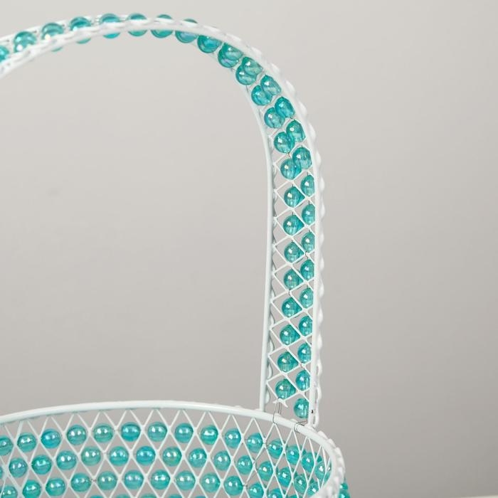 Корзина, 16х6/23 см, металл, бусины