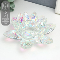 Подсвечник стекло на 1 свечу "Лотос прозрачный с голографией" 5х13,5х13,5 см Подсвечник стекло на 1 свечу "Лотос прозрачный с голографией" 5х13,5х13,5 см