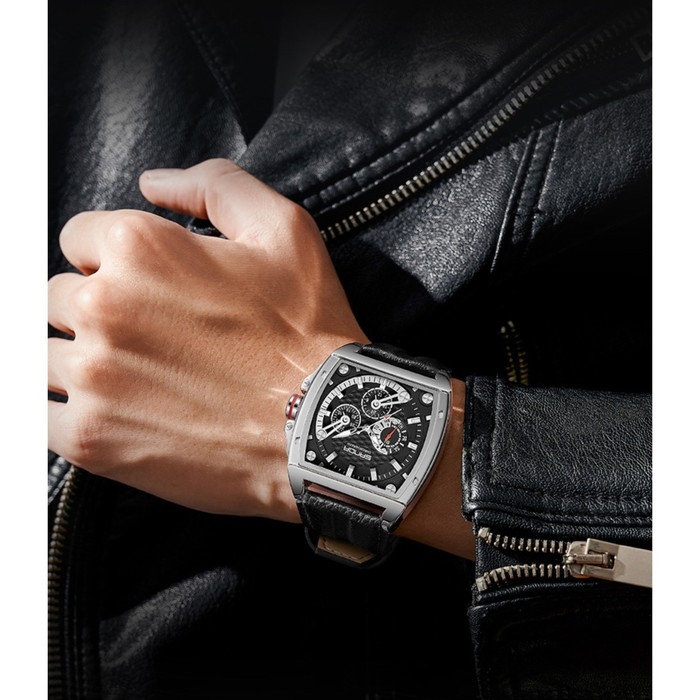 Часы наручные, d-4.8 см, хронограф, светящиеся, водонепроницаемые, ремешок кожа Часы наручные, d-4.8 см, хронограф, светящиеся, водонепроницаемые, ремешок кожа