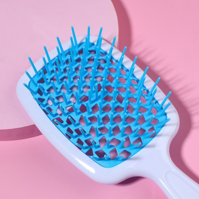 Расчёска массажная, широкая, вентилируемая, 8,5 &times; 20,5 см, PVC коробка, цвет МИКС/белый