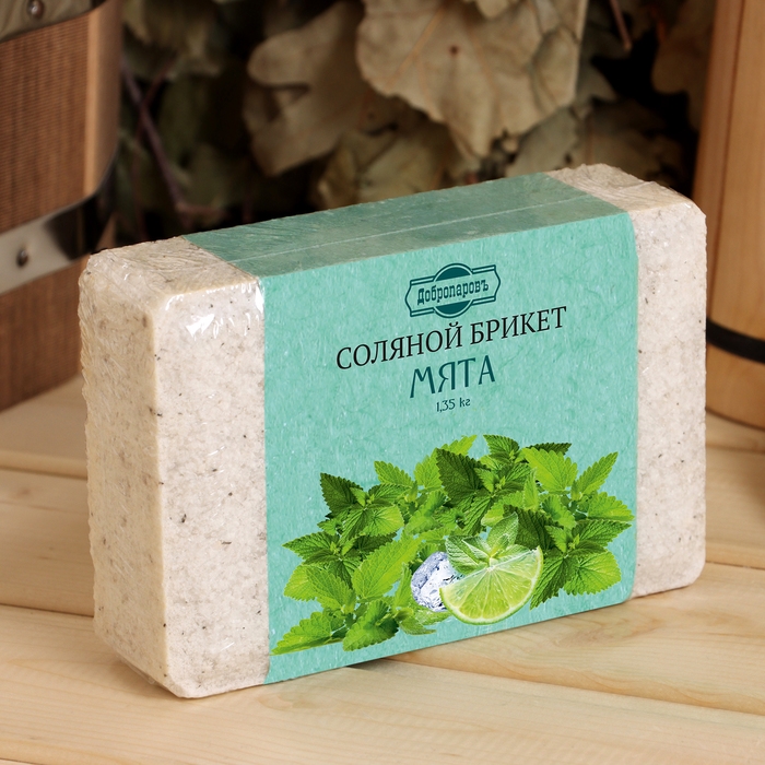 Соляной брикет Соляной брикет "Мята" с алтайскими травами, 1,35 кг "Добропаровъ"