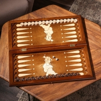 Нарды ручной работы "Герб", 60х30 см, с шахматным полем, Армения Нарды ручной работы "Герб", 60х30 см, с шахматным полем, Армения