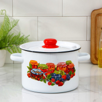 Кастрюля эмалированная, 4,5 л, рисунок МИКС, цвет белый