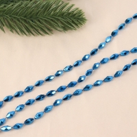 Бусы на ёлку 2 м d-3 мм "Овалы грани" синий