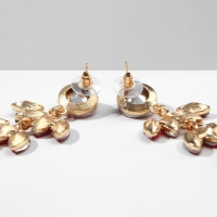 Серьги висячие со стразами «Гроздь» лиственная, цвет красный в золоте, 9,5 см Серьги висячие со стразами «Гроздь» лиственная, цвет красный в золоте, 9,5 см