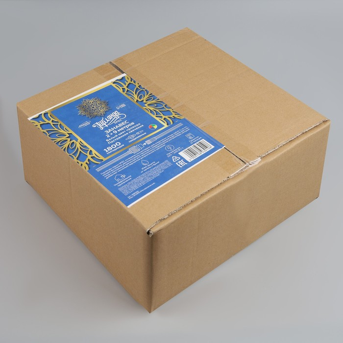 Гирлянда &laquo;Занавес&raquo; 2 &times; 9 м, IP44, УМС, белая нить, 1800 LED, свечение мульти, 220 В