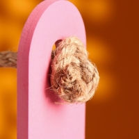 Кашпо деревянное 25.5&times;15&times;30 см "Аром", ручка канат, Розовый Коралл