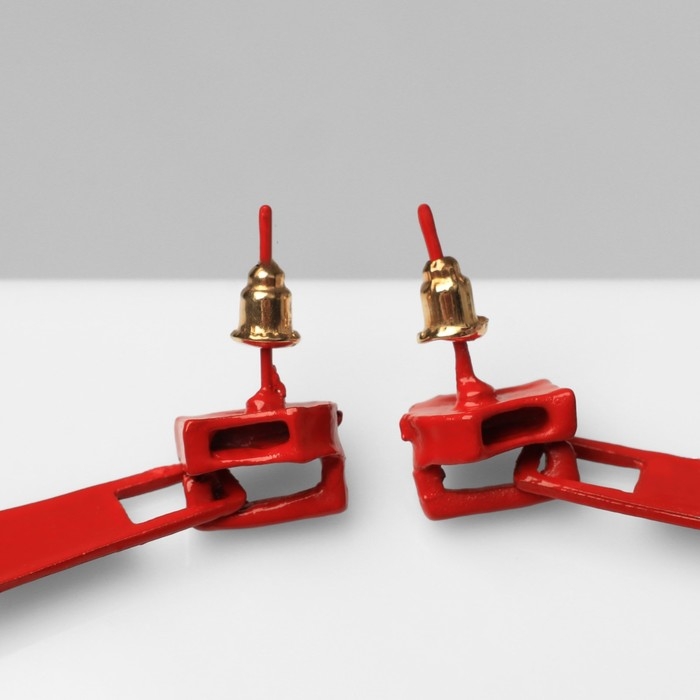 Серьги металл &laquo;Молнии&raquo;, цвет красный