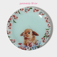 Набор тарелок стеклянных Доляна &laquo;Кролик&raquo;, 19 предметов: 6 десертных тарелок, 6 обеденных тарелок, 6 мисок, салатник