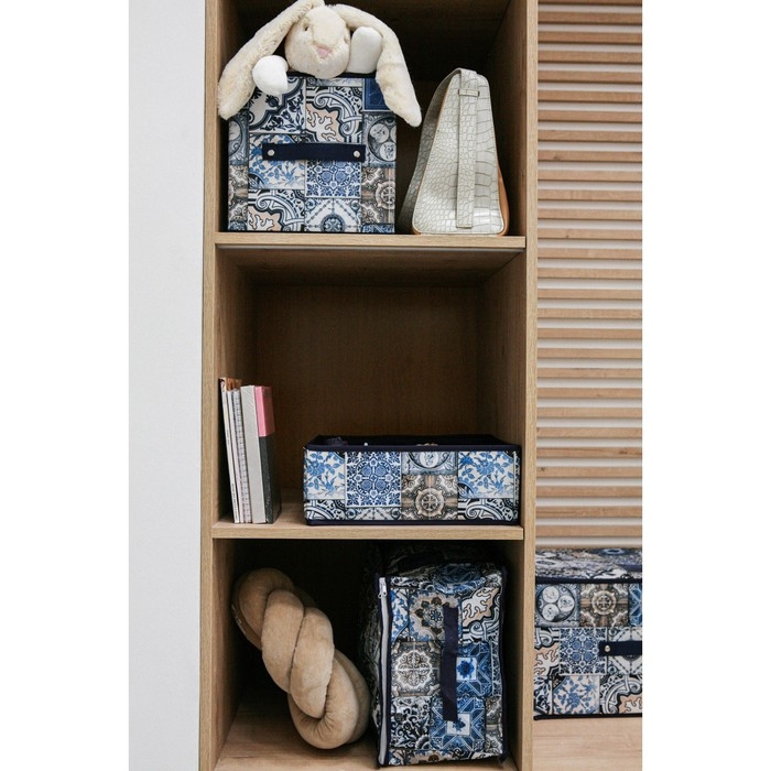 Кофр для хранения вещей Доляна &laquo;Мозаика&raquo;, 45&times;30&times;20 см, цвет синий