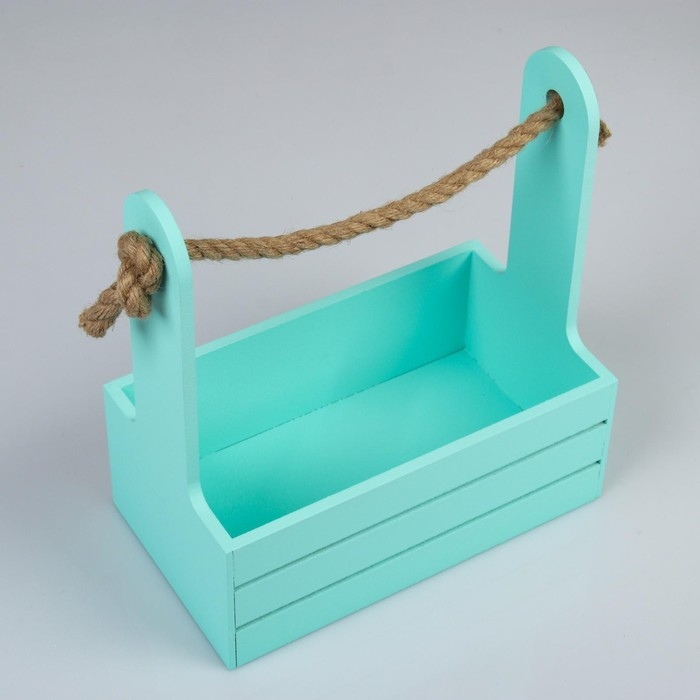 Набор кашпо деревянных 2 в 1 (25×15×30; 21×12×23 см) Набор кашпо деревянных 2 в 1 (25×15×30; 21×12×23 см) "Dear", ручка канат, мята