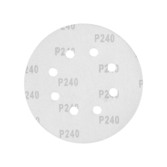 Круг абразивный шлифовальный под Круг абразивный шлифовальный под "липучку" ТУНДРА, перфорированный, 150 мм, Р240, 5 шт.
