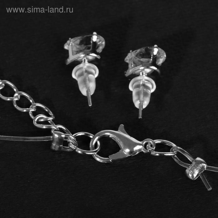 Гарнитур 2 предмета: серьги, кулон &laquo;На леске&raquo; капелька, цвет белый в серебре, 35см