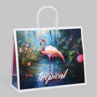 Пакет подарочный  "Тропическое настроение" 31,5 х 25 х 11,5 см, 120 г/м&sup2;