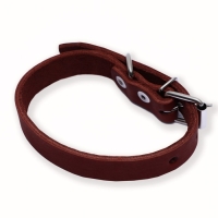 Ошейник кожаный однослойный, 45 х 2 см, ОШ 25-35 см, коричневый Ошейник кожаный однослойный, 45 х 2 см, ОШ 25-35 см, коричневый