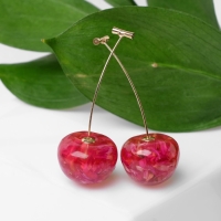 Серьги пластик &laquo;Ягодка&raquo; черешня, цвет красный в золоте